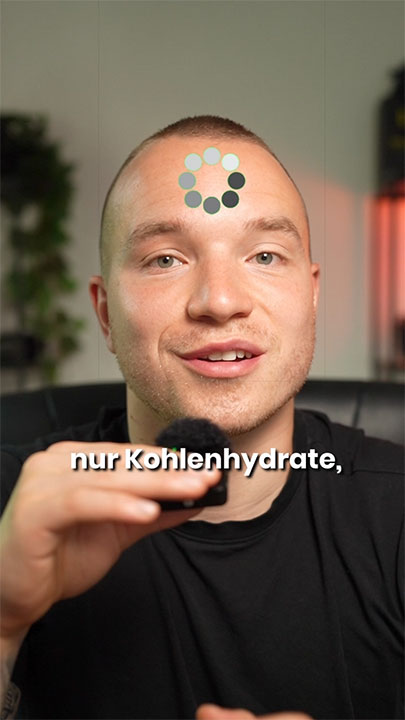 Nico im Video Brauchst du schnelle Kohlenhydrate vor dem Training? Screenshot einer Sequenz mit Ladebalken
