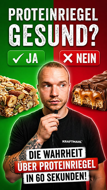 Sind Proteinriegel gesund? Nico von Kraftmahl erklärt den Asprekt der Gesundheit von Proteinriegeln im Video