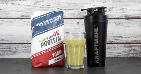 Bild zeigt Bodybuilding Depot Vegan 4K Protein und Shaker
