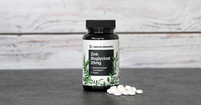 Bild zeigt Natural Elements Zink Bisglycinat 25 mg 365 Stück